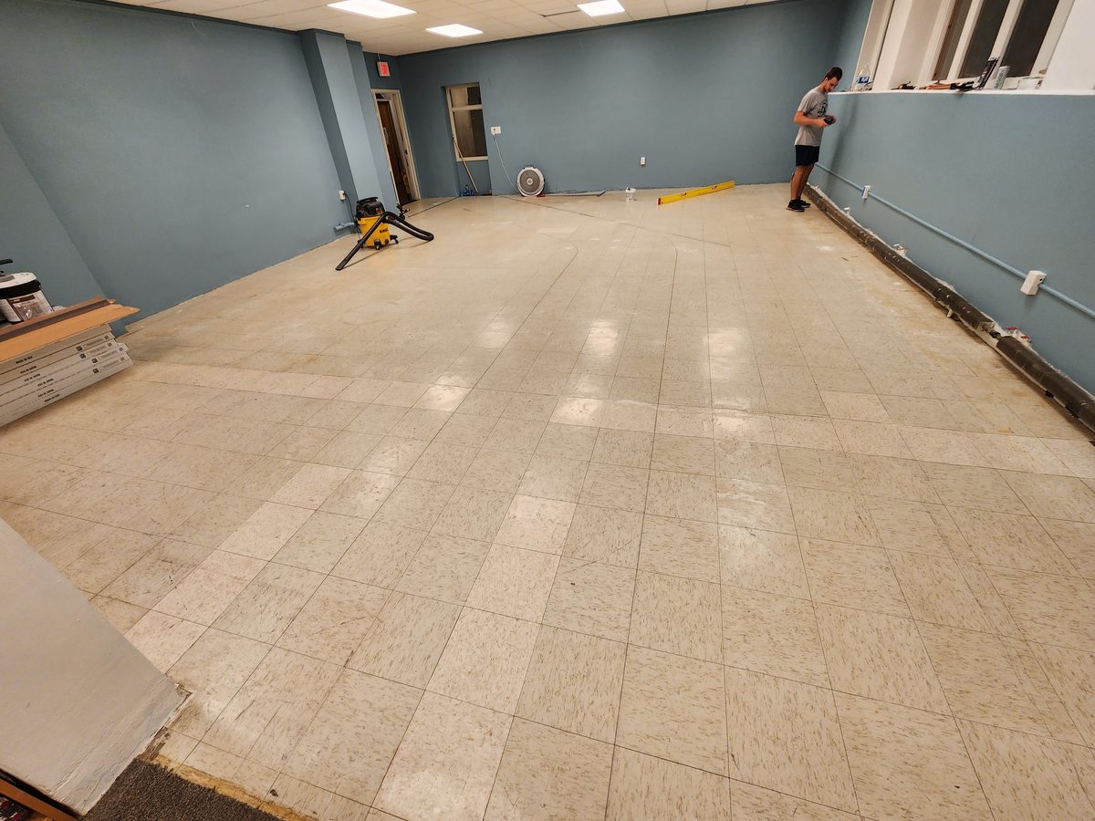 The original tile floor before replacement