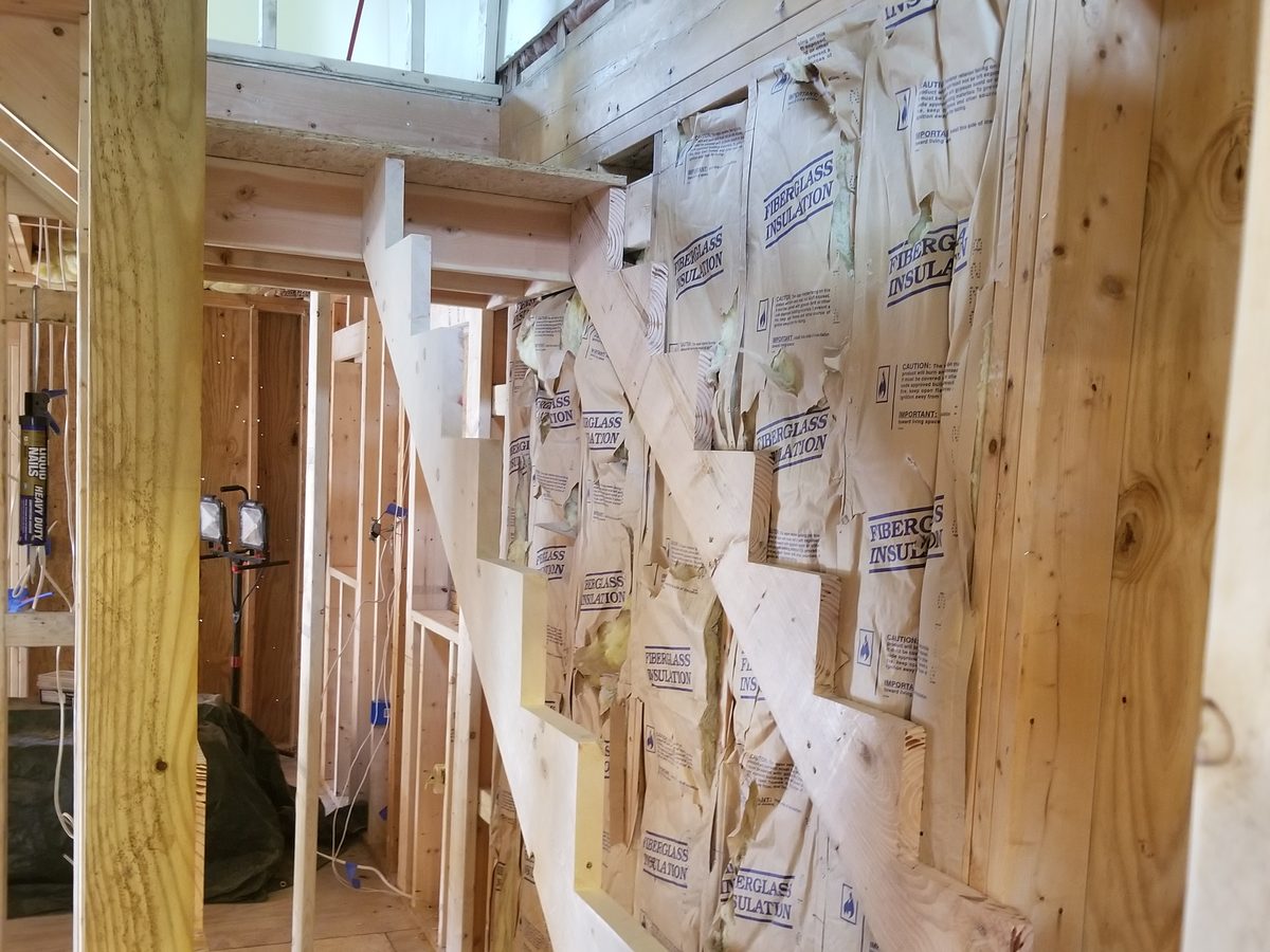 Stair stringers and framing seen from above